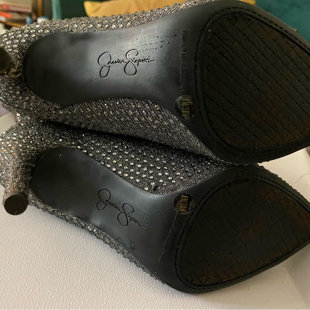 Elegant Gray Stiletto Boots Layzer pewter glitter - Picture 3 of 6